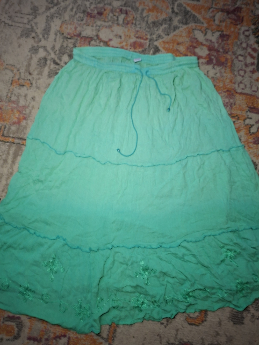 Women’s Gradient Green Tiered Skirt